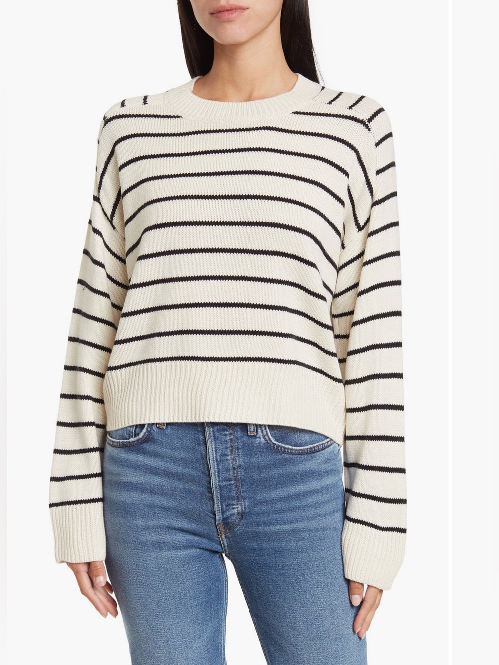 T Tahari NWT Cream and Black Striped Sweater